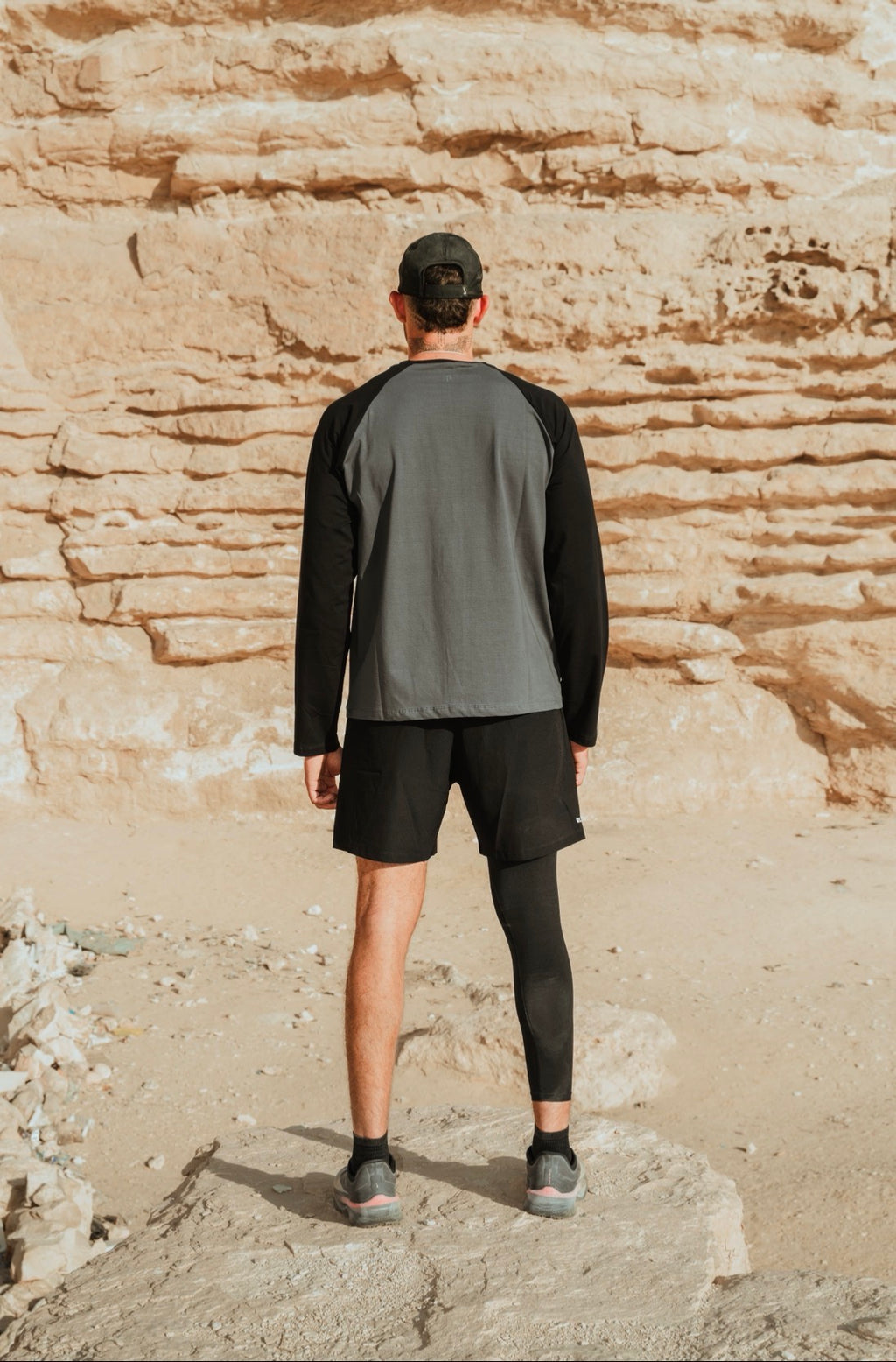 Boxy grey on black long sleeve
