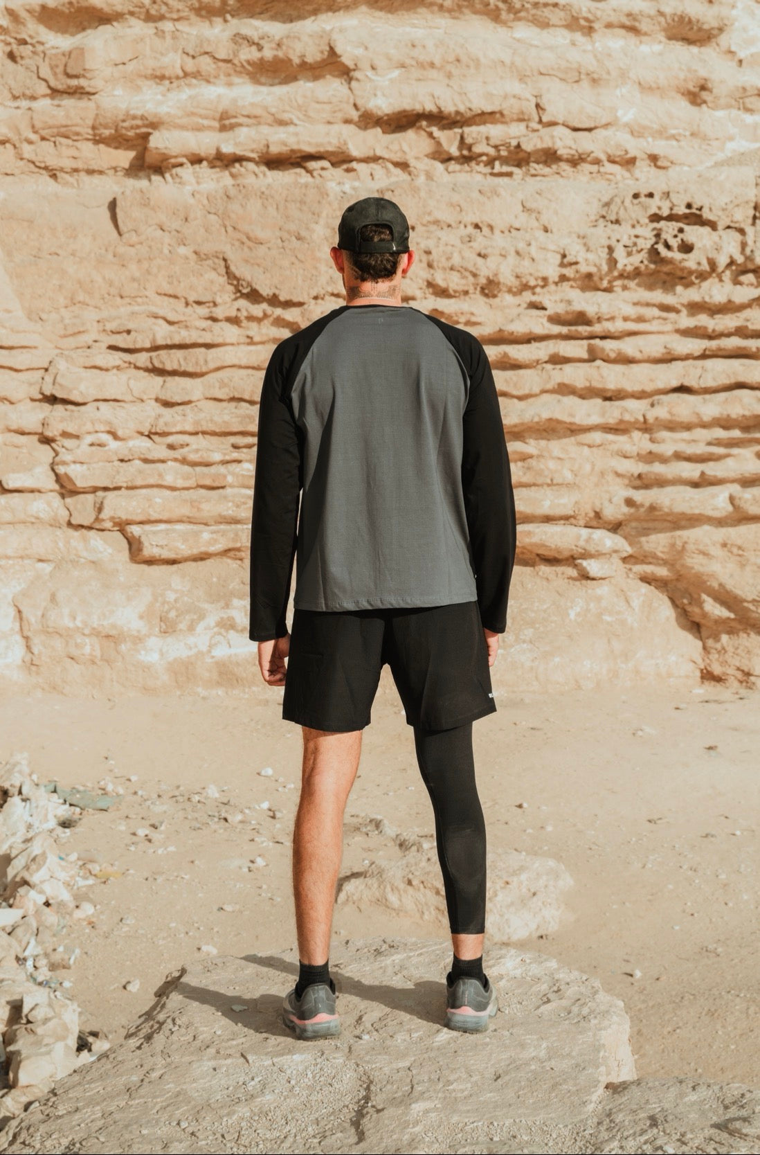Boxy grey on black long sleeve