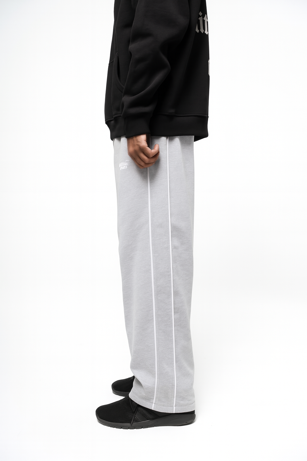 Grey Areo fleece two lined straight leg sweatpants