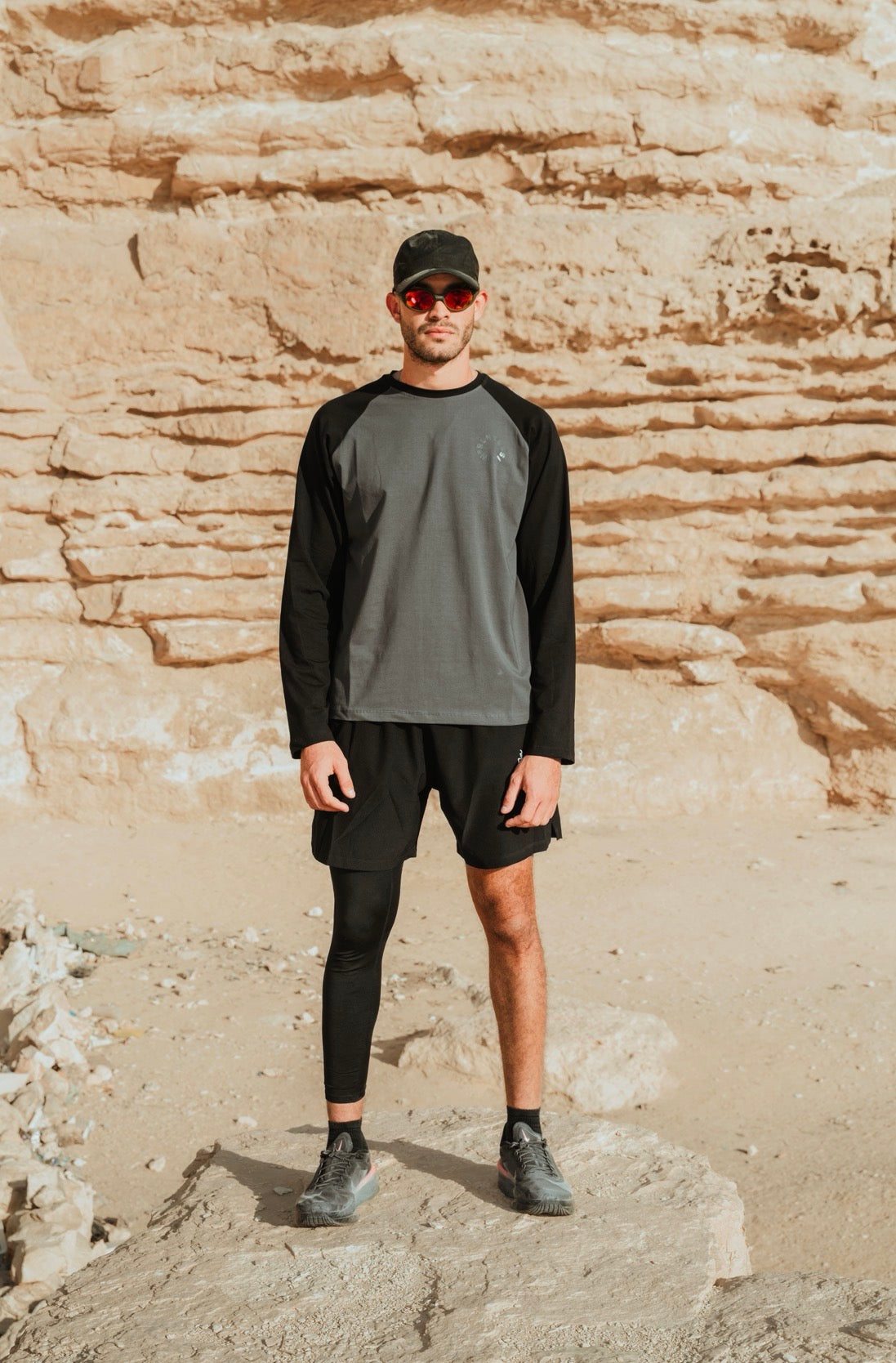 Boxy grey on black long sleeve